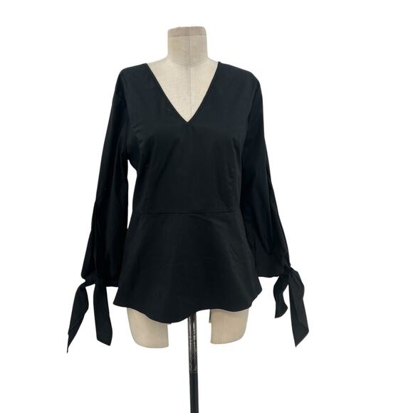 Universal‎ Standard for J Crew Crisp Tie Sleeve Top in Black Size Small - Picture 1 of 10